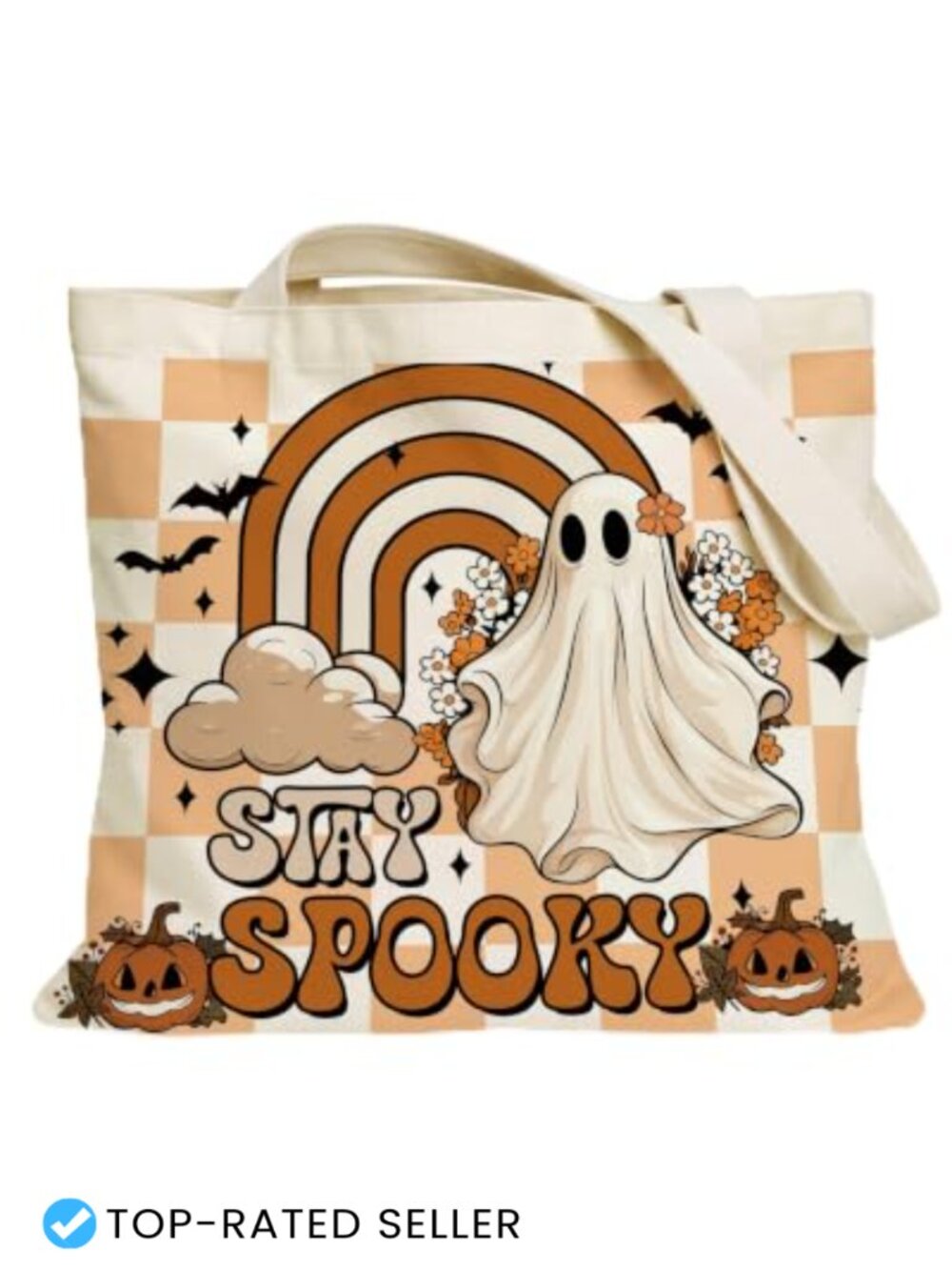 Halloween Tote Bag Ghost Pumpkin Canvas Shoulder Bag for Women Men